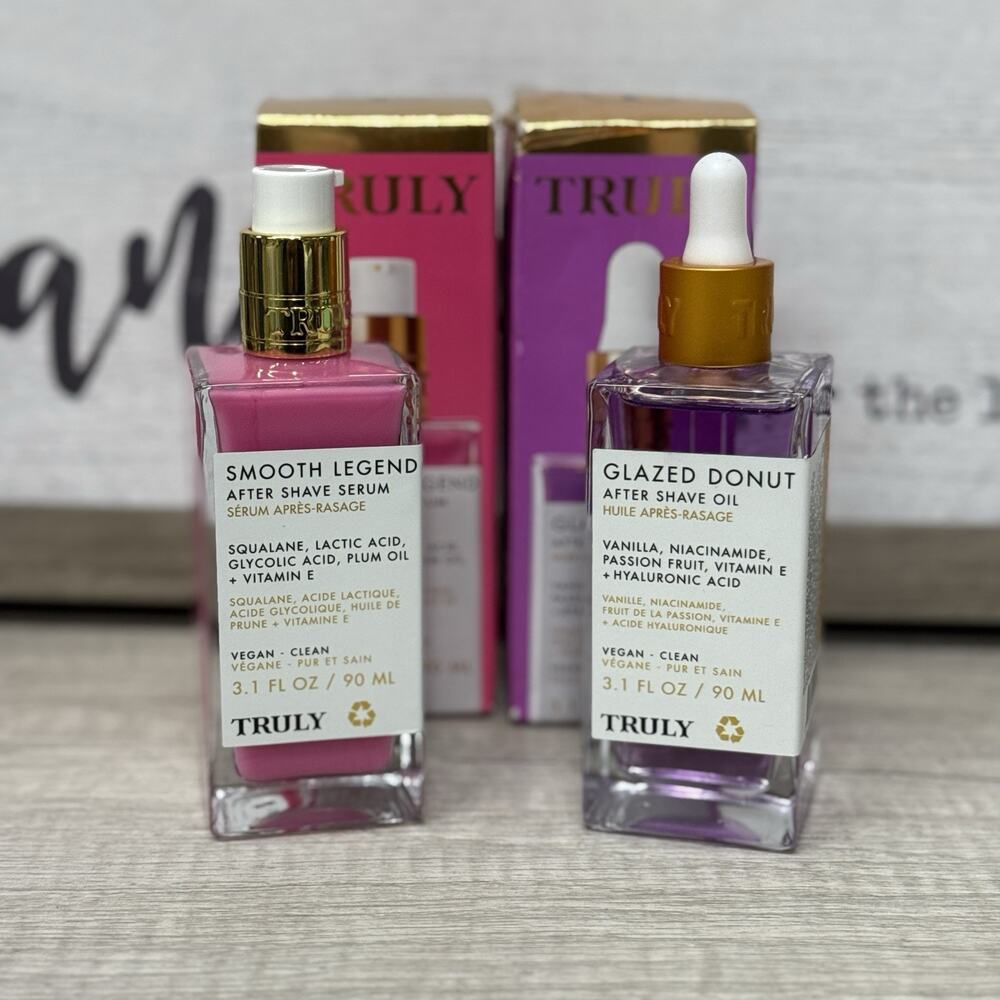 TRULY Smooth Legend Serum & Glazed Donut Oil After Shave 2pc Set 3.1 oz each NEW